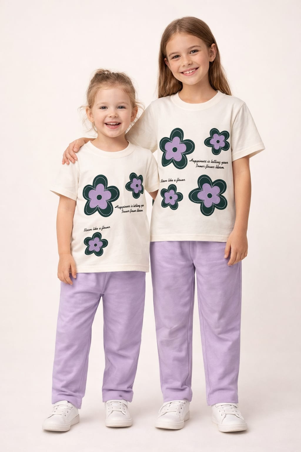 FLOWER BLOOM T-SHIRT WITH TROUSER-SUMMER TRACKSUIT