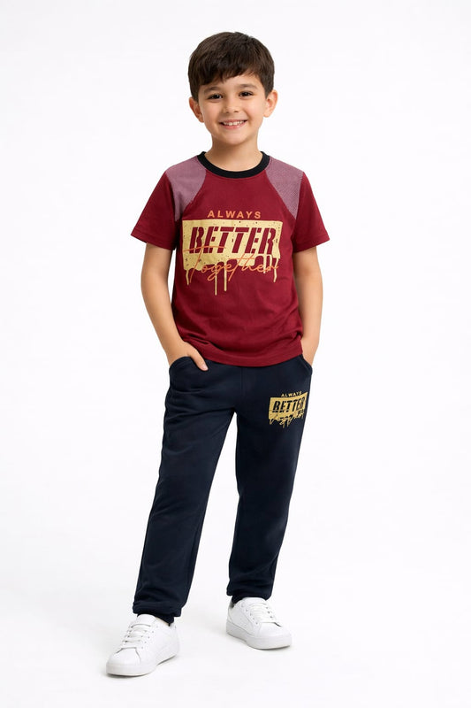 MAROON BETTER WITH TROUSER UNISEX-SUMMER TRACKSUIT
