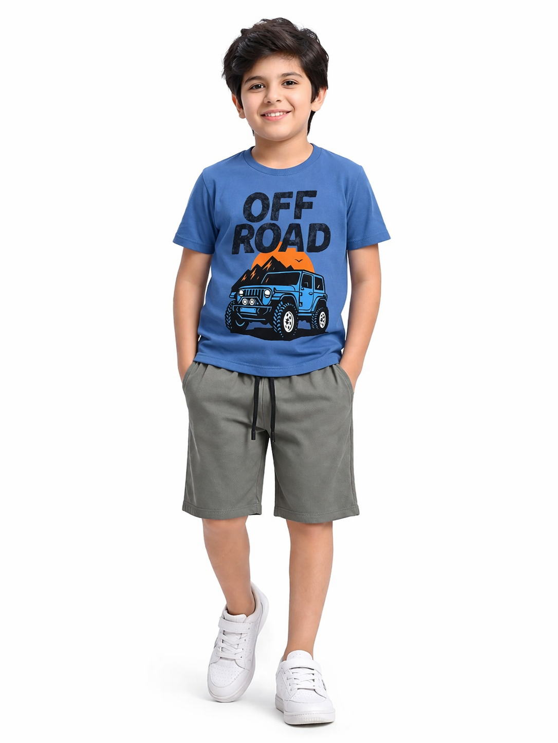 BLUE OFF ROAD WITH SHORTS UNISEX-SUMMER TRACKSUIT