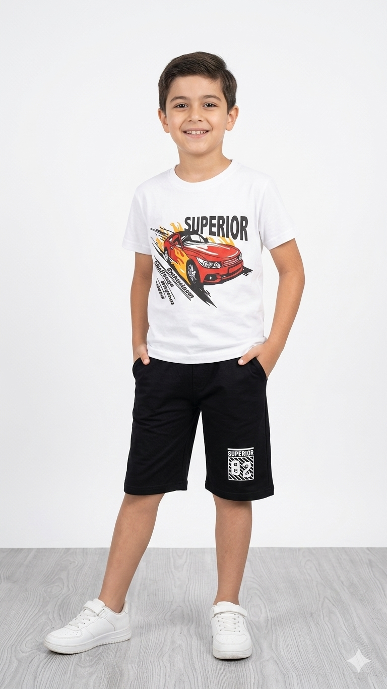 RED SUPER CAR BLACK SHORTS UNISEX-SUMMER TRACKSUIT
