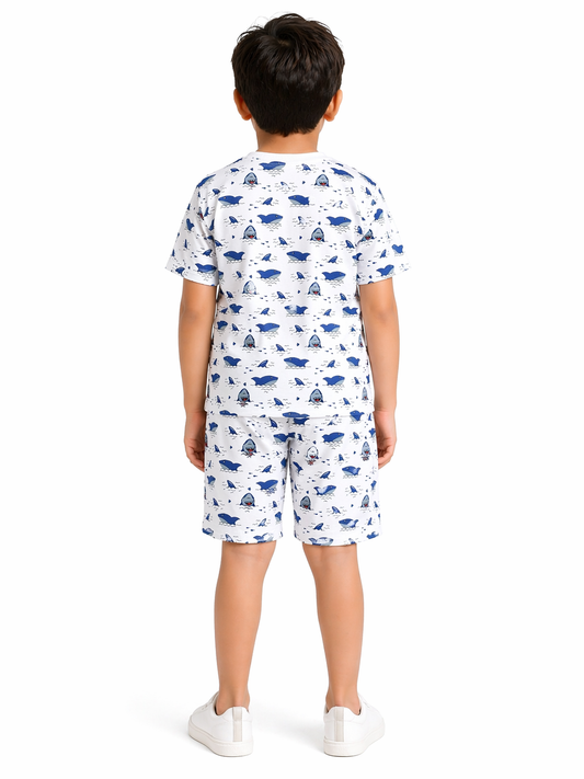 WHITE DOLPHIN ALL-OVER PRINTED SUMMER-NIKKER SHIRT