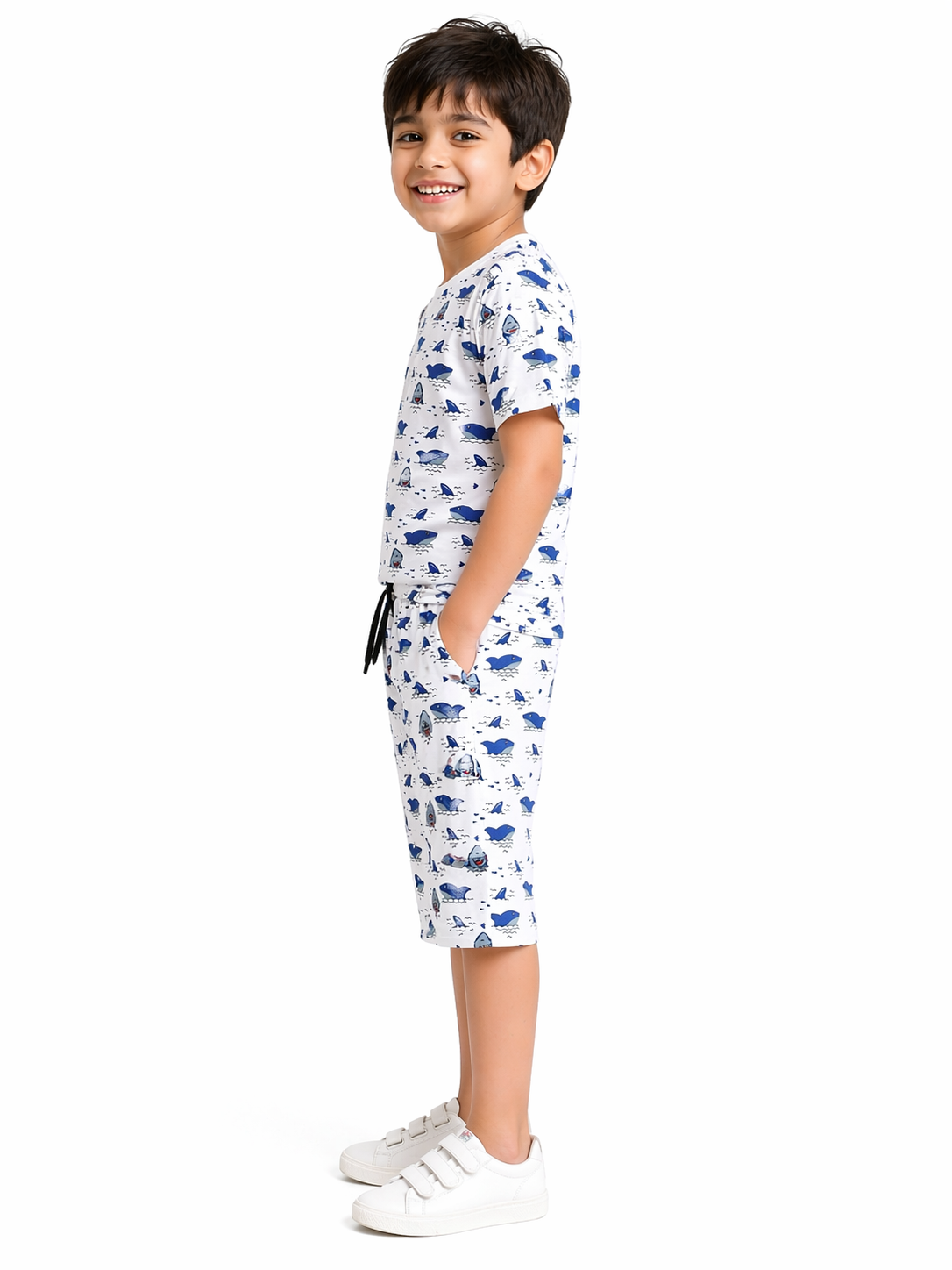 WHITE DOLPHIN ALL-OVER PRINTED SUMMER-NIKKER SHIRT