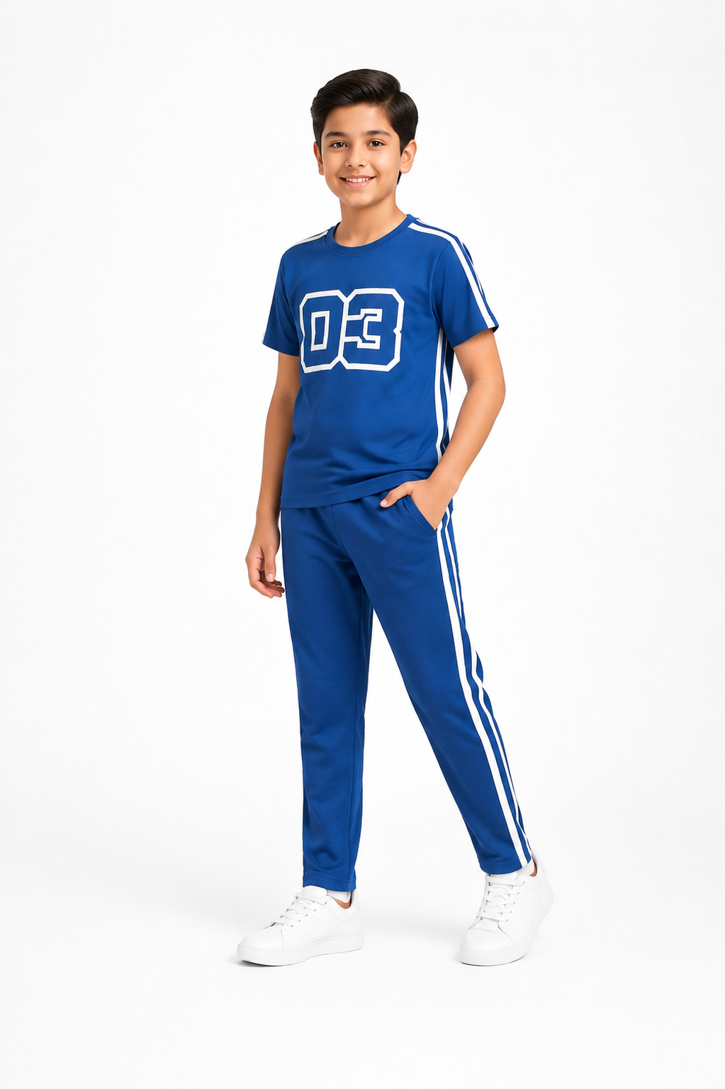 ROYAL WHITE STRIPS WITH TROUSER UNISEX-SUMMER-TRACKSUIT