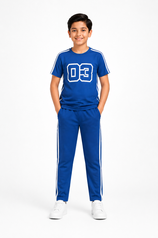 ROYAL WHITE STRIPS WITH TROUSER UNISEX-SUMMER-TRACKSUIT