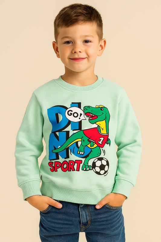 LIGHT GREEN DINO SWEAT SHIRT-WINTER