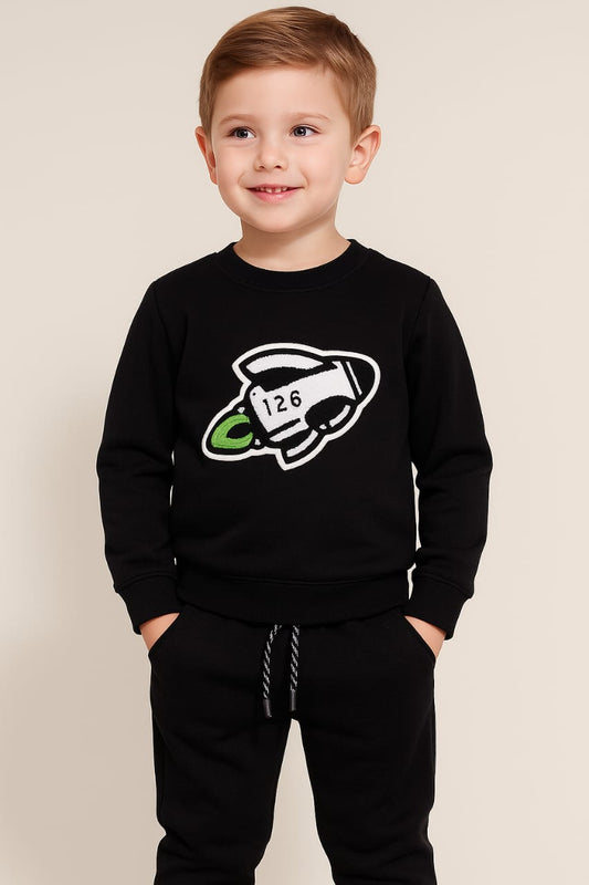JET BLACK ROCKT TOWEL PRINTED UNISEX TRACKSUIT-WINTER