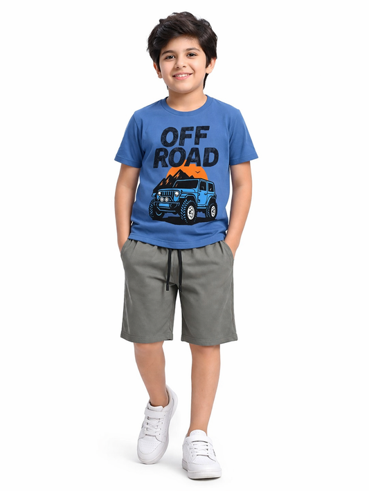 BLUE OFF ROAD WITH SHORTS UNISEX-SUMMER TRACKSUIT