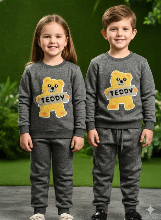 DARK GRAY TEDDY BEAR UNISEX TRACKSUIT-WINTER
