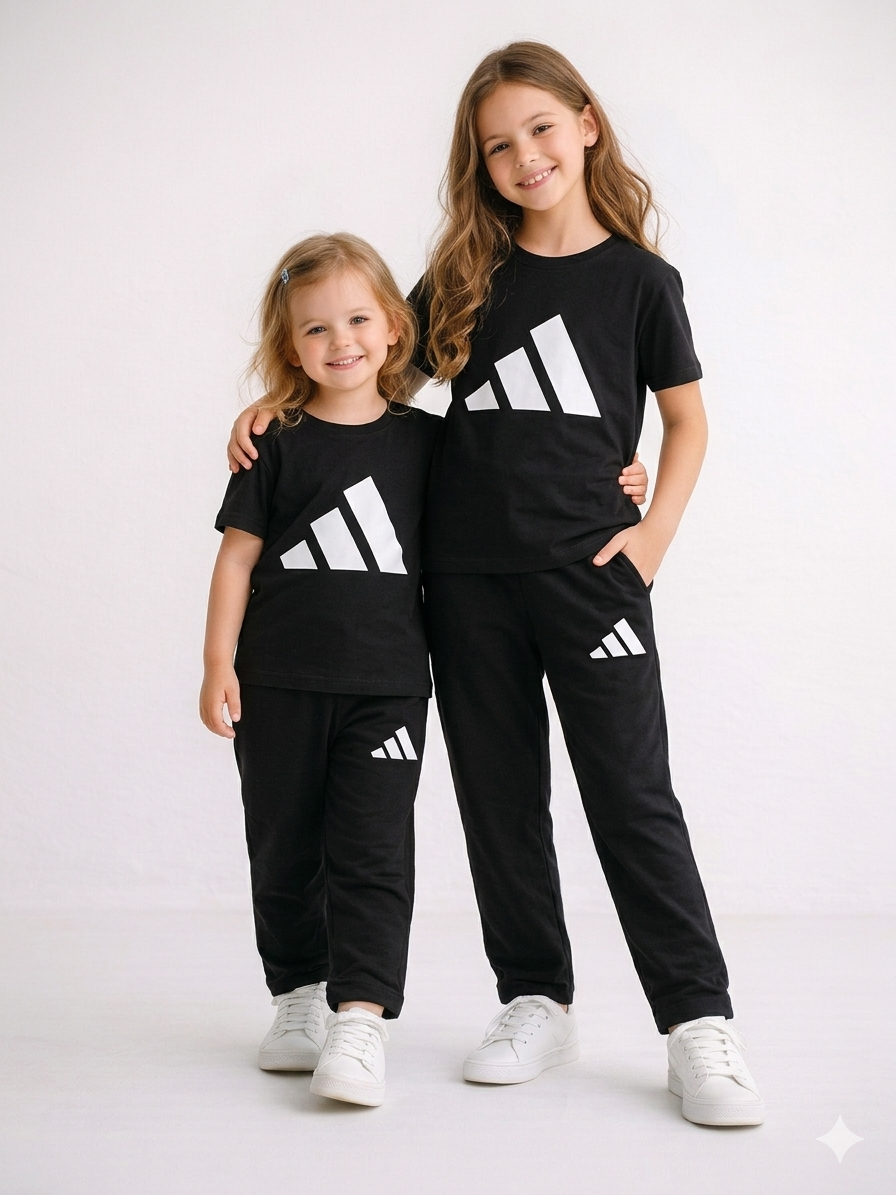 JET BLACK ADS SUMMER T-SHIRT & TROUSER SET UNISEX-SUMMER TRACKSUIT