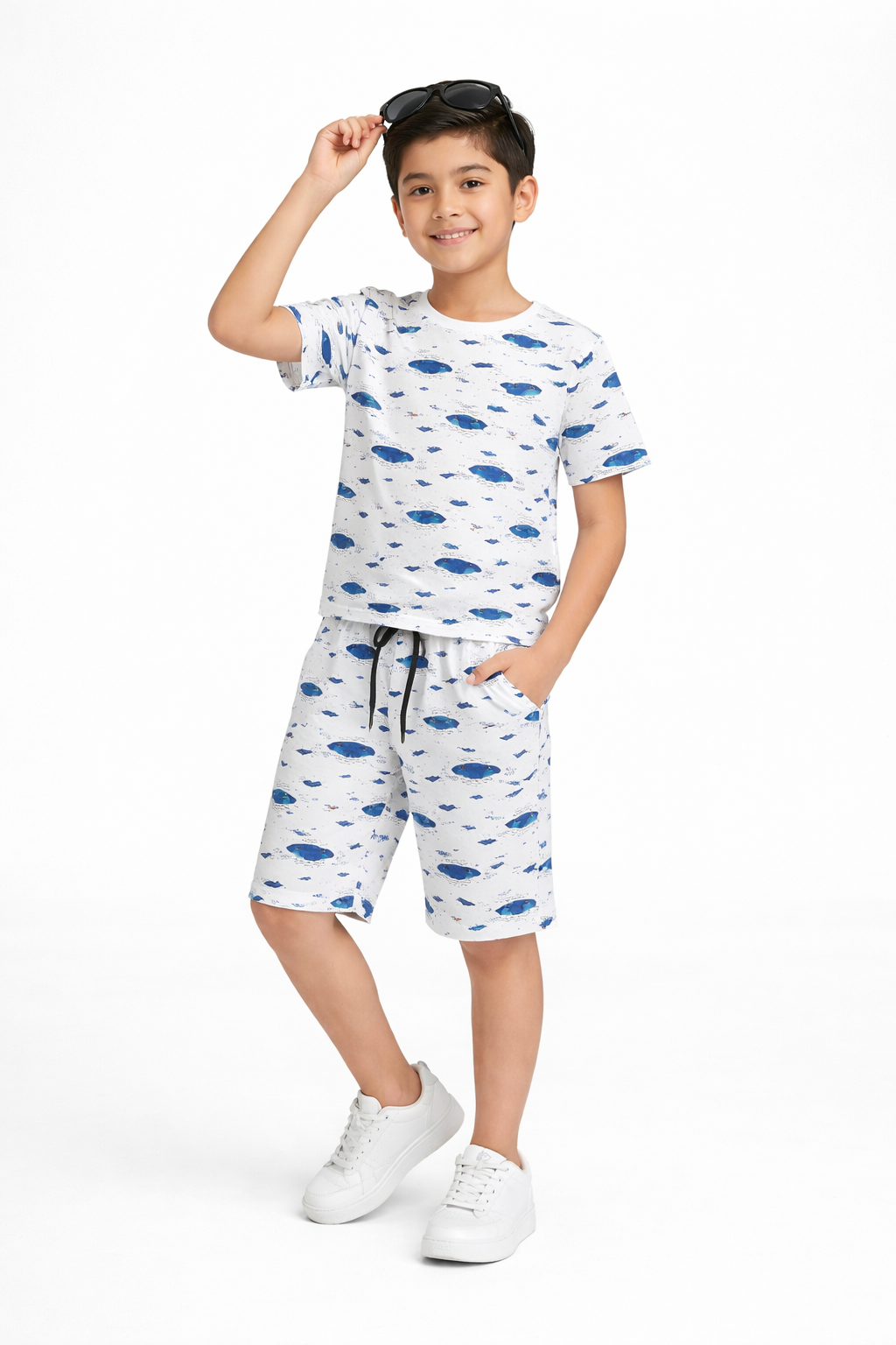 WHITE DOLPHIN ALL-OVER PRINTED SUMMER-NIKKER SHIRT