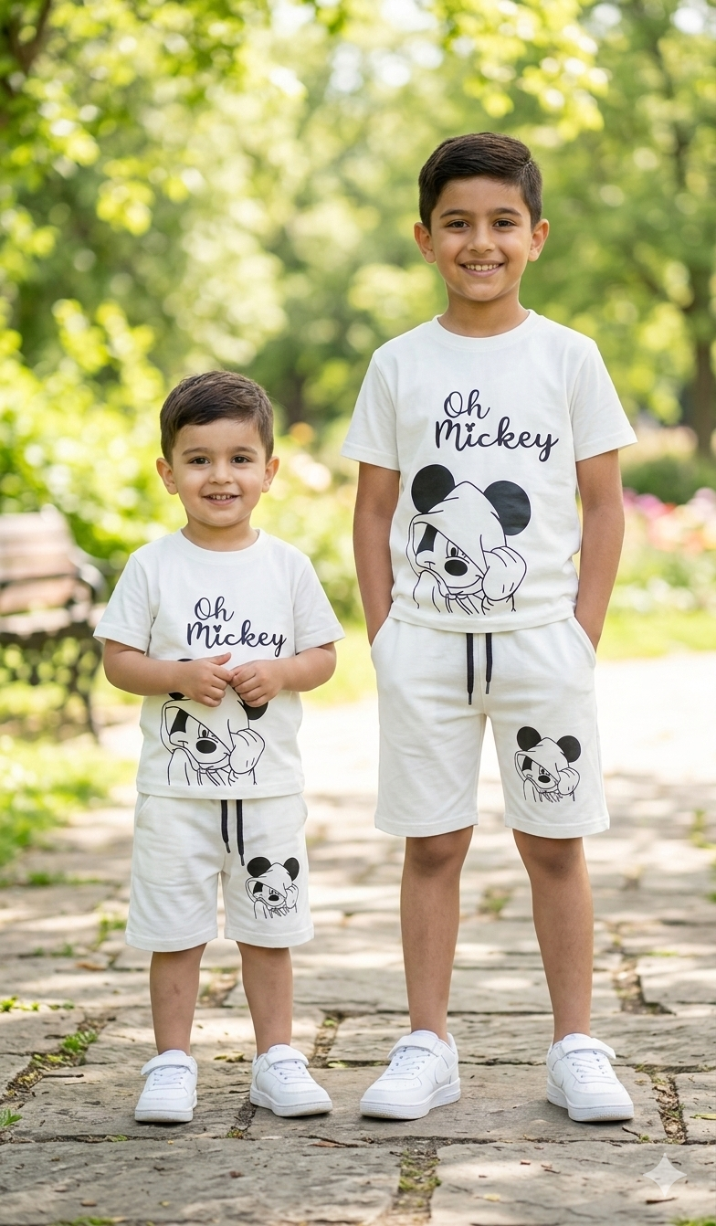 OH MICKEY PRINTED WITH SHORTS UNISEX-SUMMER TRACKSUIT
