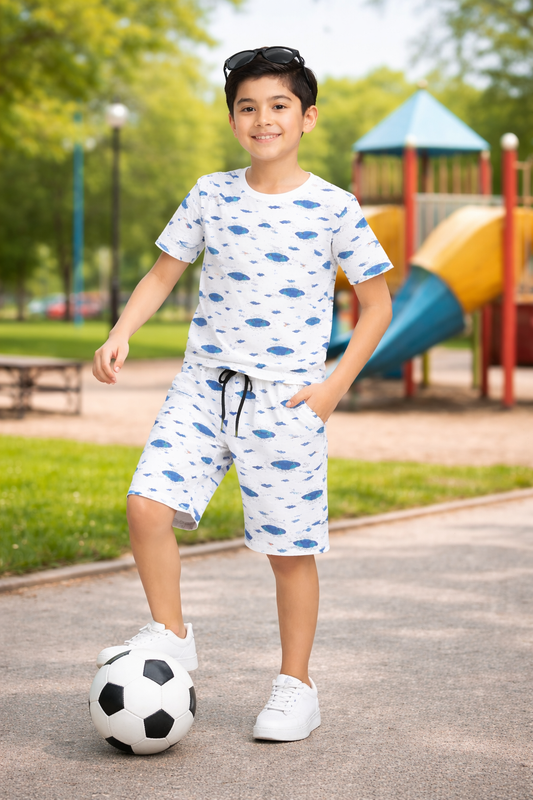 WHITE DOLPHIN ALL-OVER PRINTED SUMMER-NIKKER SHIRT