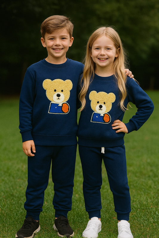 BLUE TEDDY BEAR TOWEL PRINTED TRACKSUIT-WINTER